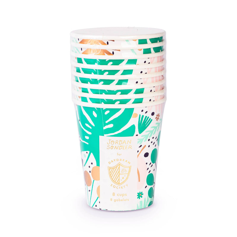 Tropical Palm Leaves Paper Cups (Set of 8)
