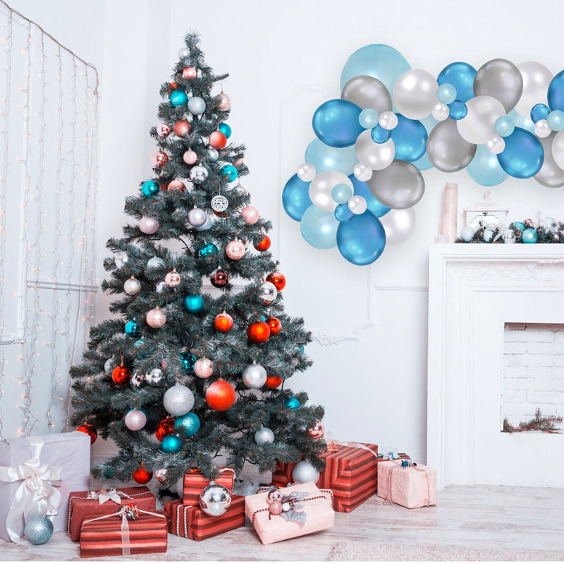 Blue and Silver Christmas Balloon Garland Kit